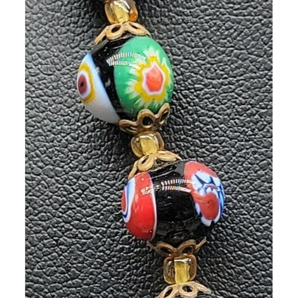 Handpainted Millefiori Pearl Necklace 23" Graduated Sizes Iconic Italian Design - Picture 8 of 16